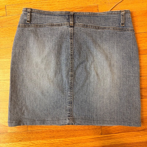 Denim Mini Skirt Leather Lace-Up Front - Picture 5 of 8